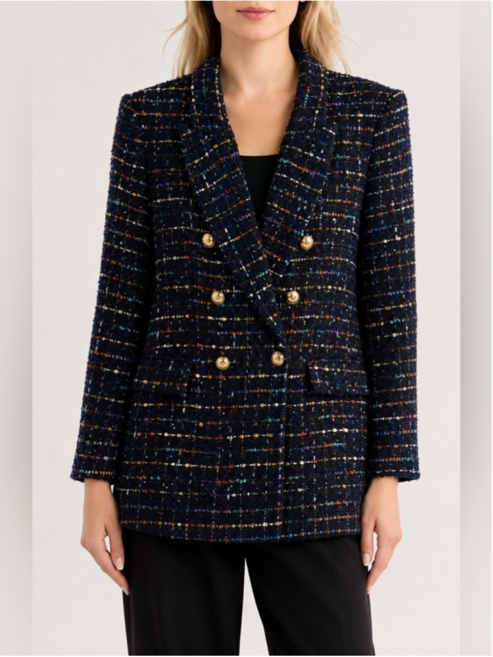 Zara Bloggers DOUBLE BREASTED TEXTURED WEAVE JACKET Size XL
